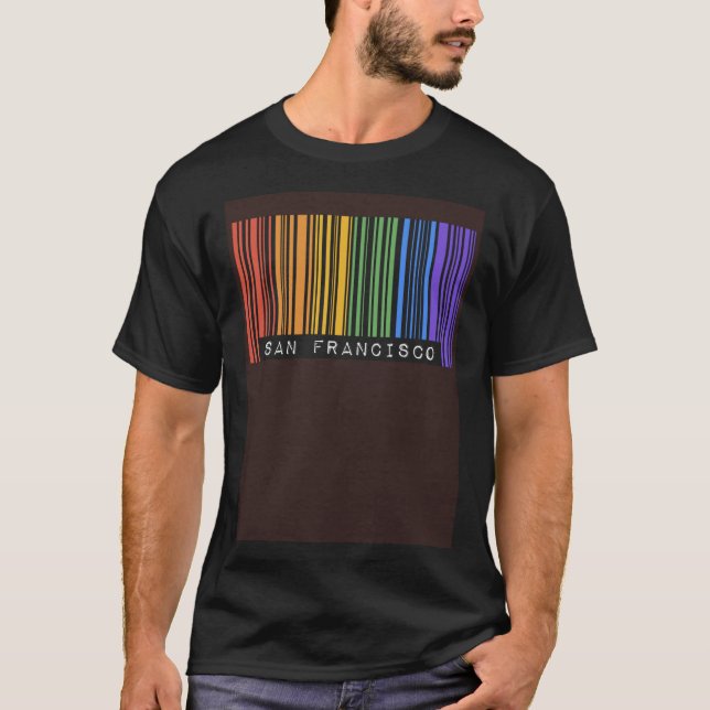 Camiseta Gay Queer Barcode Pride San Francisco California A (Frente)