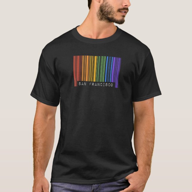 Camiseta Gay Queer Barcode Pride San Francisco California A (Frente)