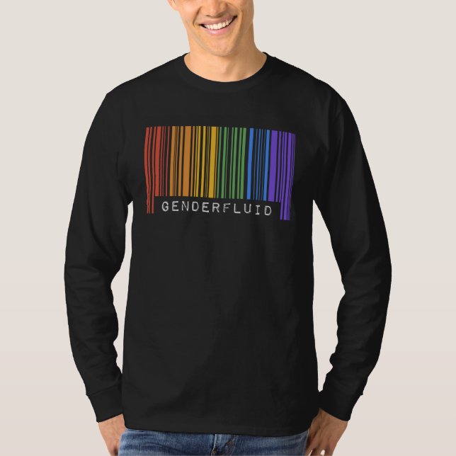 Camiseta Gay Queer Código de Barras Orgulho Gênero Fluido E (Frente)
