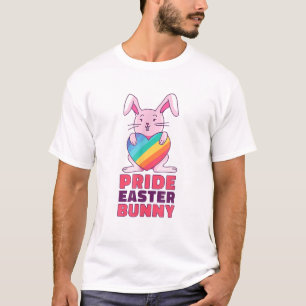 Camiseta Gay Rainbow Design Bunny Para Páscoa De Orgulho C