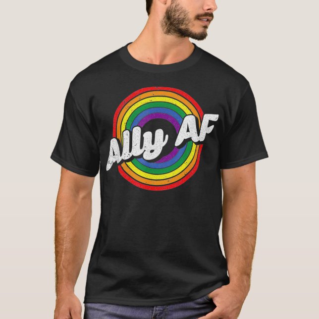 Camiseta Gay Rainbow Pride Ally Af Lgbt Sinalizador de Cons (Frente)