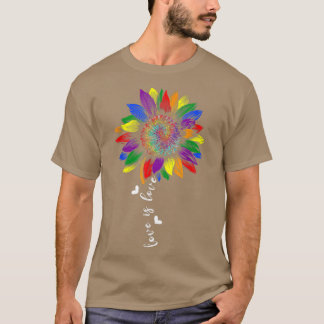 Camiseta Gay Rainbow Sunflower Love Is Love LGBT Lesbian Pr