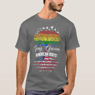 Camiseta Gay - Raízes Americanas Crescentes Raízes LGBT - G