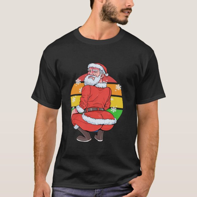 Camiseta Gay Santa Claus Beard LGBTQ Natal Twerk (Frente)