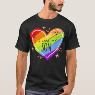 Camiseta Gay Son LGBTQ Eu Amo Você Orgulhoso Coração Arc