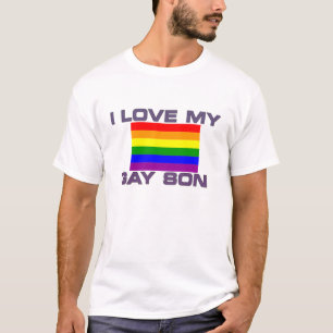 Camiseta Gay Support I ama minha bandeira arco-íris gay