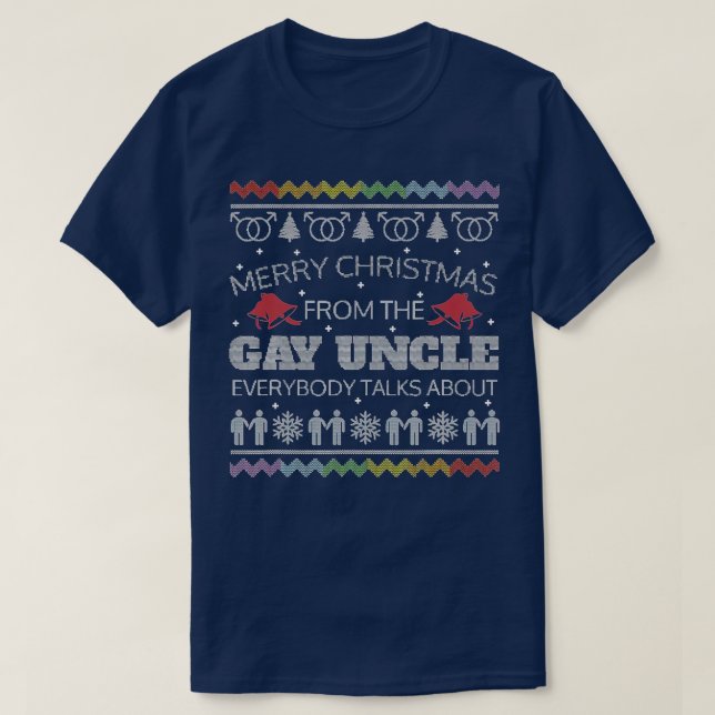 Camiseta Gay Tio Natal Ugly Sweater Engraçado Presente no X (Frente do Design)