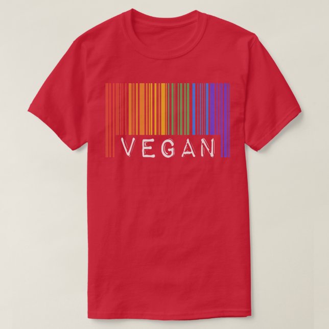 Camiseta Gay Vegan Pride Flag Barcode Queer Rainbow LGBTQ  (Frente do Design)
