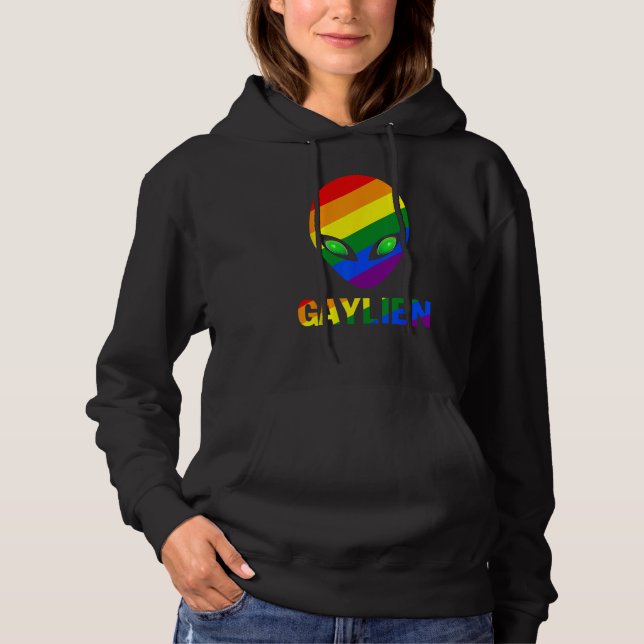 Camiseta Gaylien Gay Alien Pride LBGT Rainbow UFO Flag Gayl (Frente)