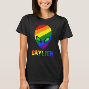 Camiseta Gaylien Gay Alienígena Pride LBGT Rainbow UFO Flag