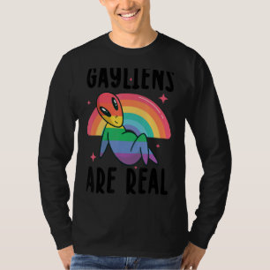 Camiseta Gayliens São Uma Alienígena Real Do Arco-Íris Ufo 