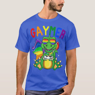 Camiseta Gaymer Dinossauro Jogue LGBT Gamer Orgulho Mês