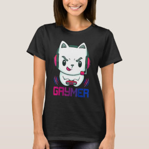 Camiseta Gaymer Gato Gamer Bandeira da Bissexualidade Orgul
