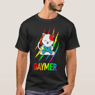 Camiseta Gaymer Lgbt Orgulho Gato Arco-íris Video Game