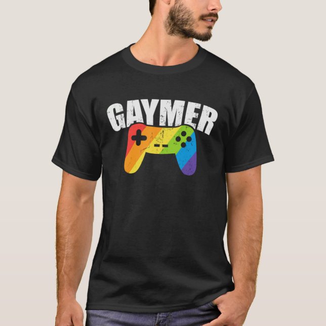 Camiseta Gaymer LGBTQ Rainbow Flag Video Gamer Gay Pride Eq (Frente)