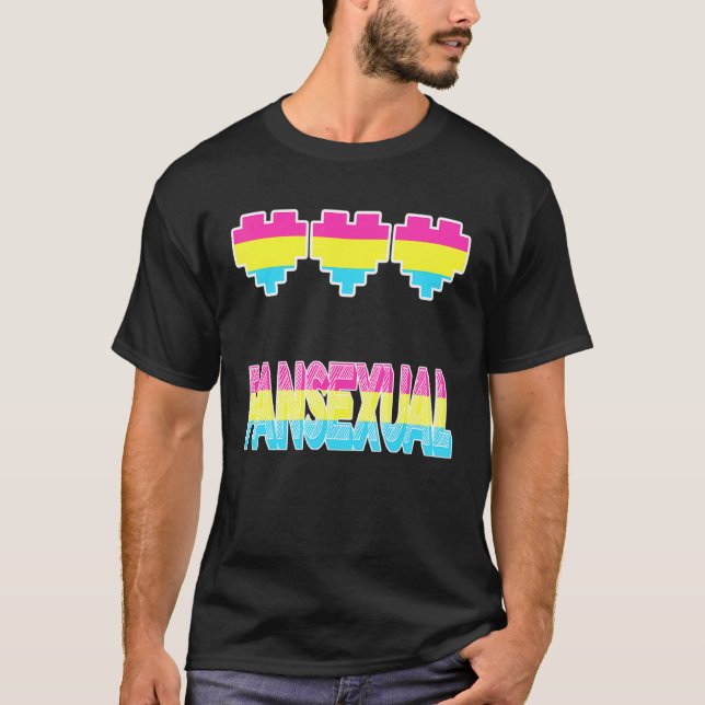Camiseta Gaymer Retro Pride Pansexual Gamer Pixel Heart Que (Frente)