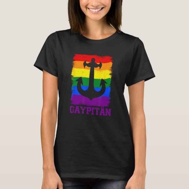 Camiseta Gaypiter Gay e Capitão Funny Retro Anchor LGBT (Frente)