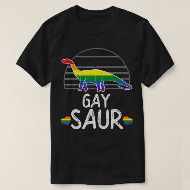 Camiseta Gaysaur Dinosaur Dino LGBTQ Orgulho gay (Frente do Design)