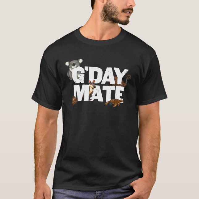 Camiseta Gday Mate Funny Austrália Animais Kangaroo Koala (Frente)