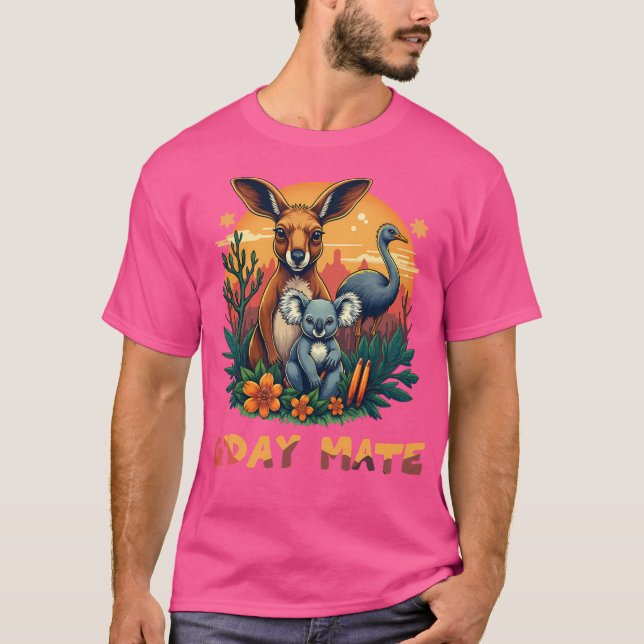 Camiseta G'Day Mate - Ilustração da Vida Selvagem Aussie -  (Frente)