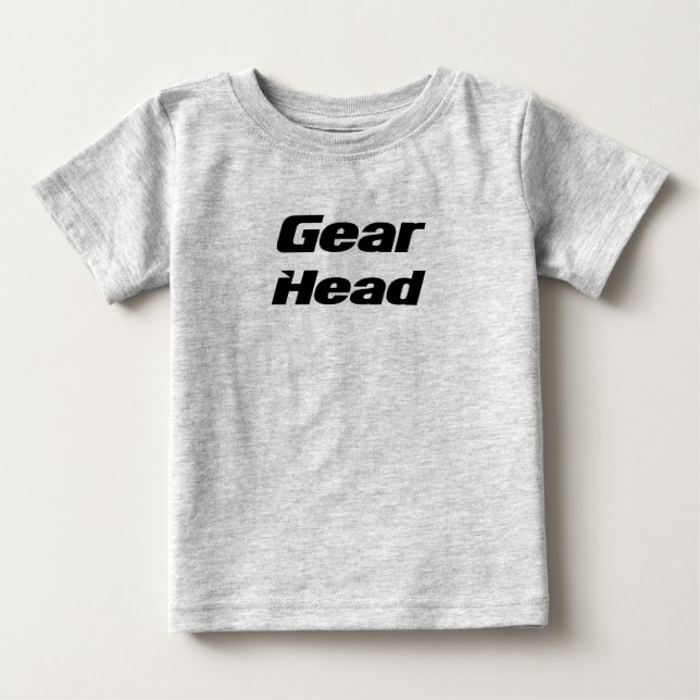 Camiseta Gear Head, onsie para bebê. (Frente)