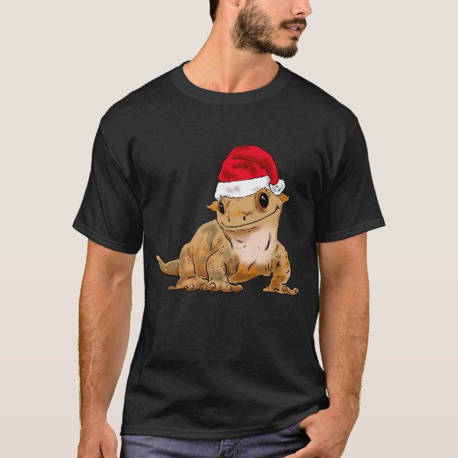 Camiseta Gecko Natal Santa Hat Engraçado Xmas (Frente)