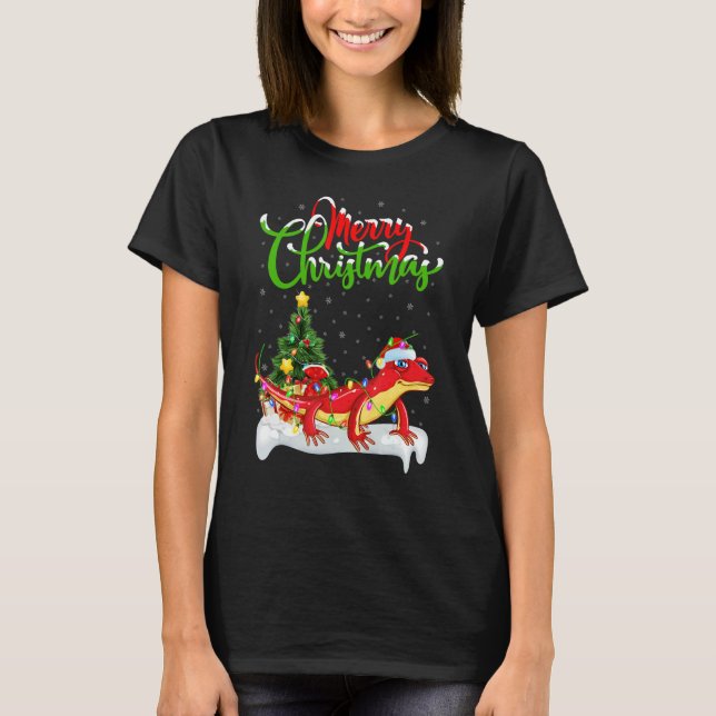 Camiseta Gecko   Xmas Decorations Santa Gecko Christmas (Frente)