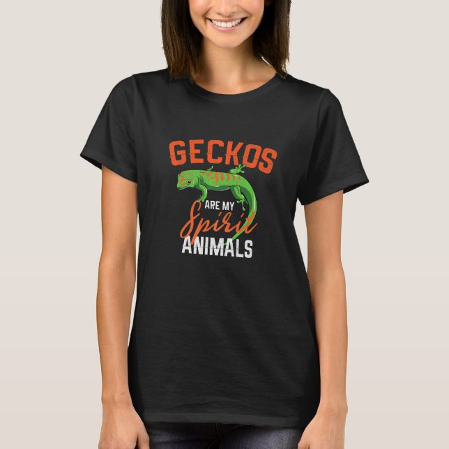 Camiseta Geckos São Os Meus Animais Espirituosos, Lizard Ge (Frente)