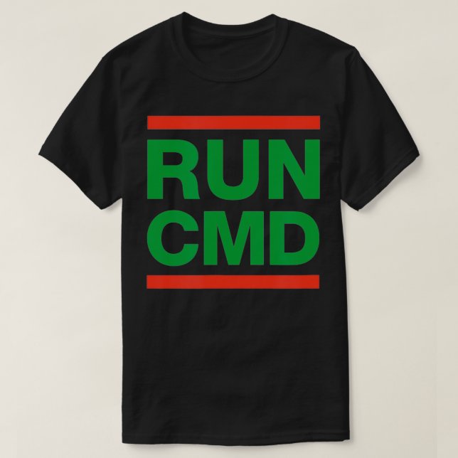 Camiseta Geek 80s Prompt de Comando EXECUTAR CMD (Frente do Design)