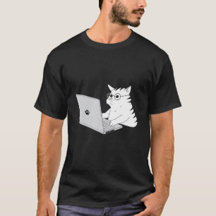 Camiseta Geek Cat Trabalhando em Casa