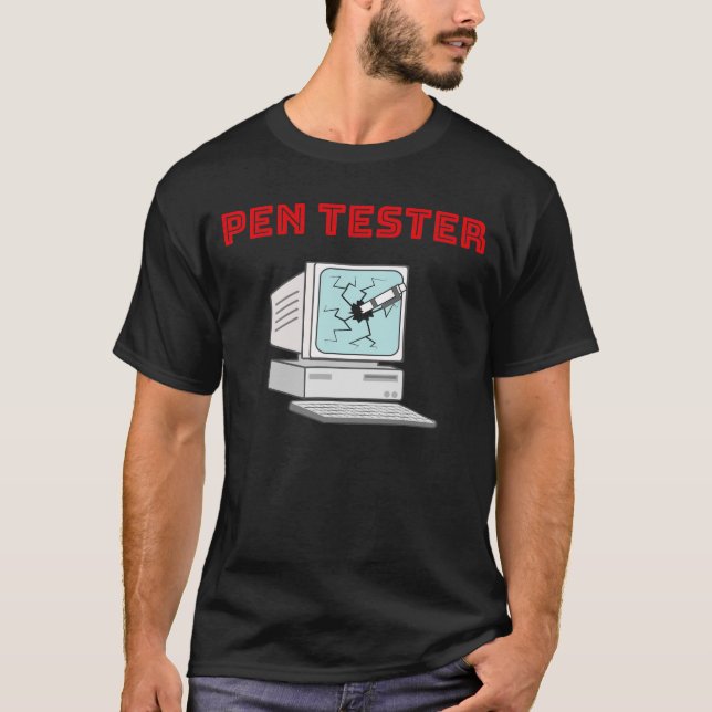 Camiseta Geek de computador para teste de Caneta engraçado  (Frente)
