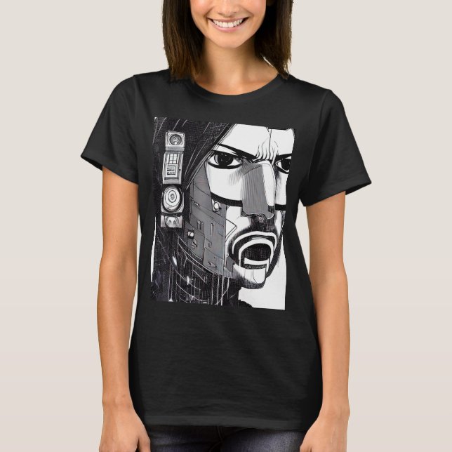 Camiseta Geek do computador com hacker Cyberpunk design_13 (Frente)