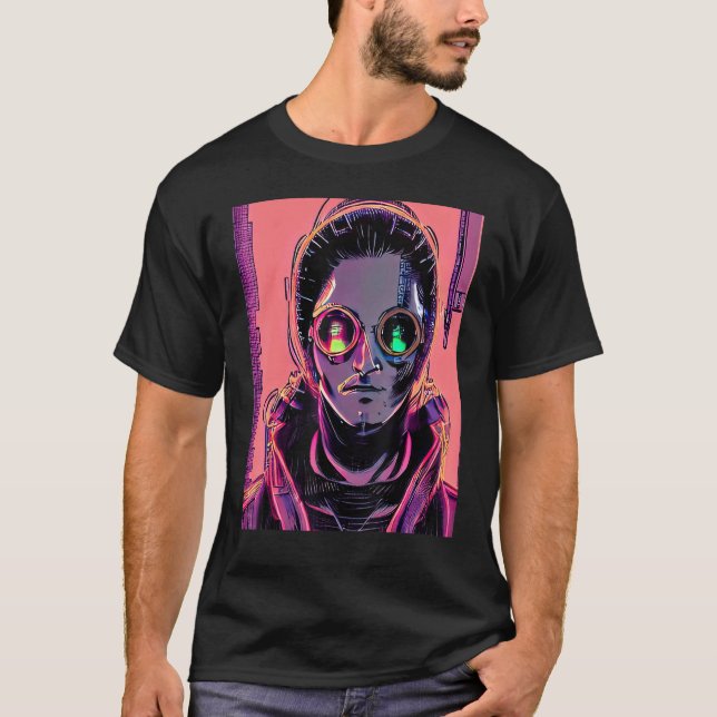Camiseta Geek do computador com hacker Cyberpunk design_2 (Frente)
