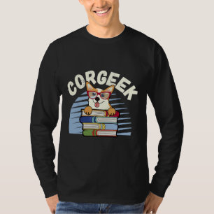 Camiseta Geek Funny Corgi Livro Corgeek