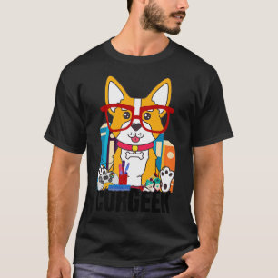 Camiseta Geek Funny Corgi Livro Corgeek Amava Nerd Cão Amor