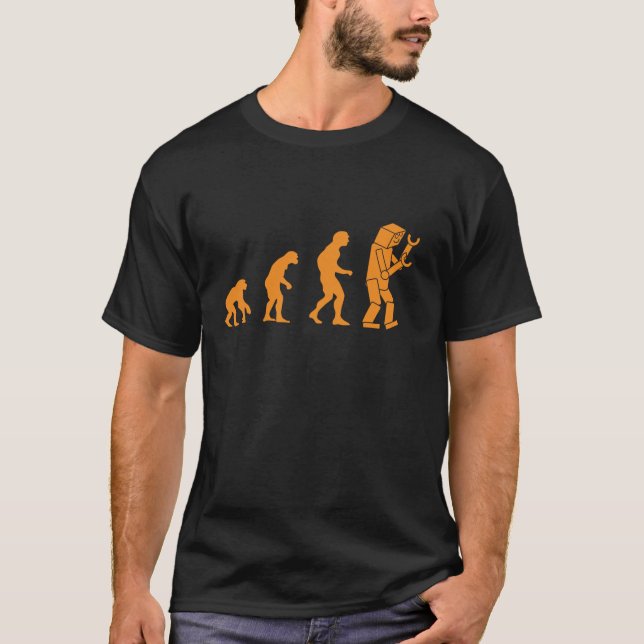 Camiseta Geek Funny Nerdy Robot Evolution Computer Robotics (Frente)