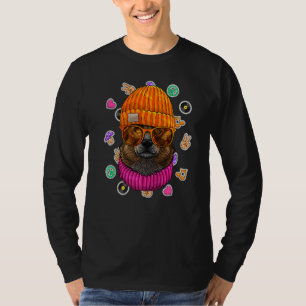 Camiseta Geek hipster Corgi Óculos de Nerd Cachorro Amor Ca