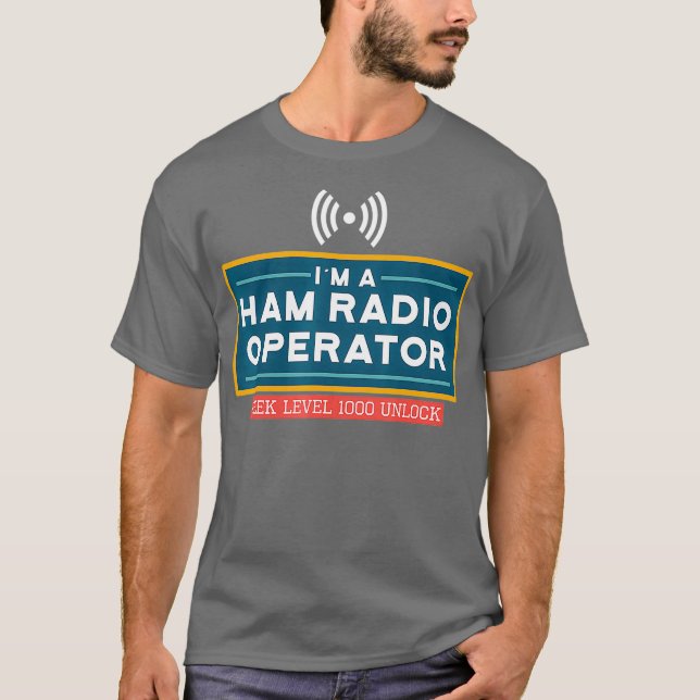 Camiseta Geek Level 1000 Unlocked Funny Ham Radio (Frente)