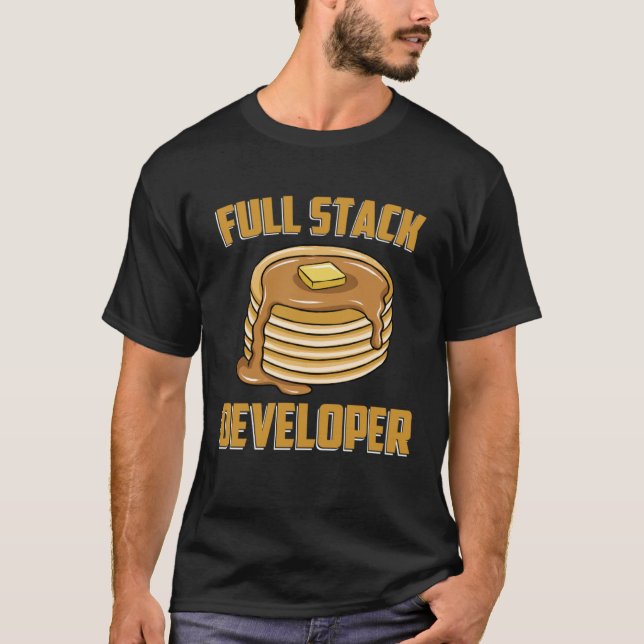 Camiseta Geek Pancake Humor do  do Desenvolvedor da Pilha d (Frente)