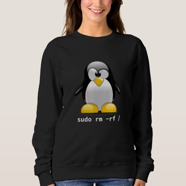 Camiseta Geek Para Computador Rm Sudo Rf Do Pinguim Do Linu (Frente)