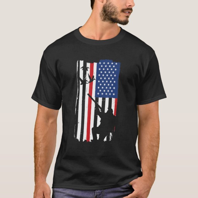 Camiseta Geese Hunter Us Flag Goose Hunting (Frente)