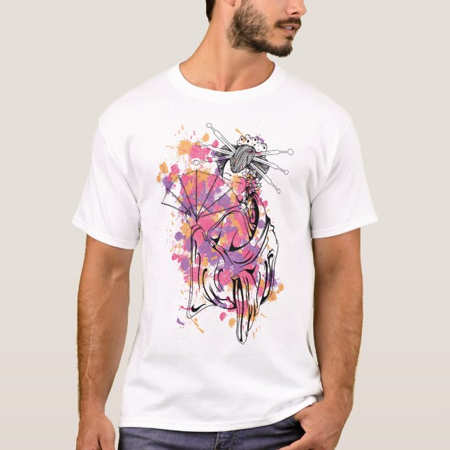 Camiseta Geisha Abstrato Splash Artistics Gráfico (Frente)