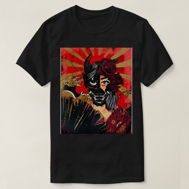 Camiseta Geisha Com Máscara (Frente do Design)