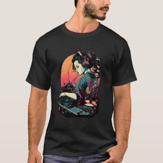 Camiseta Geisha Dj Edm Japonês Kimono Vaporwave Aestético