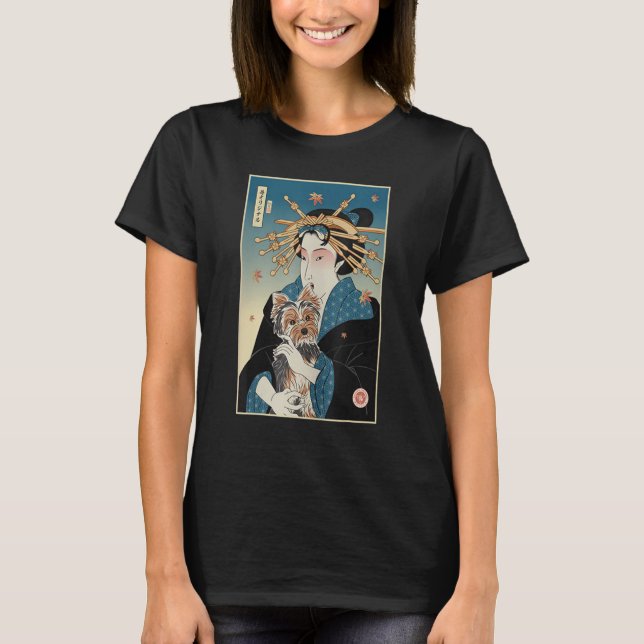 Camiseta Geisha E Dog Yorkshire Ukiyo E Warrior Samurai Y (Frente)