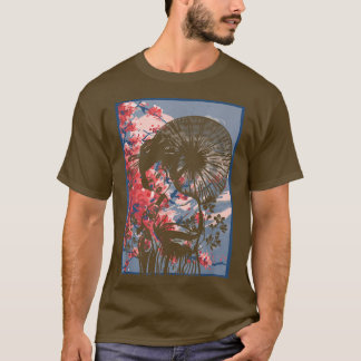 Camiseta Geisha Girl In Kimono Japan Art Sakura Cherry Blos