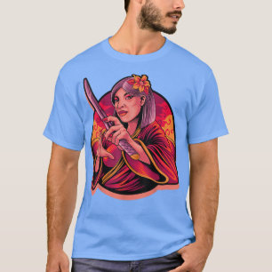 Camiseta Geisha Girl Katana Sword e tatuagem do Dragão Japa