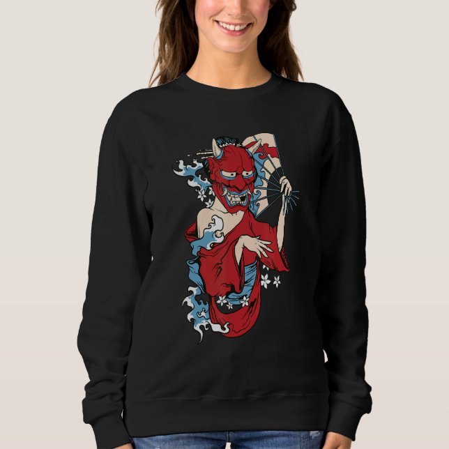 Camiseta Geisha Girl Mask Japonês Demon (Frente)