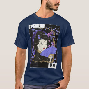 Camiseta Geisha Girl Sakura Cherry Blossom Japão Art Cultur