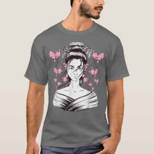 Camiseta Geisha Girl Sakura Cherry Blossom Japão Art Japane